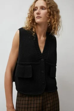 Cotton Pocket Waistcoat in Black^No.6 Store Fashion