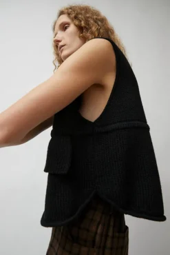 Cotton Pocket Waistcoat in Black^No.6 Store Fashion