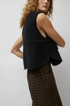 Cotton Pocket Waistcoat in Black^No.6 Store Fashion