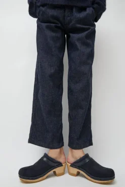 Dakota Shearling Clog on Mid Heel in Navy and Night^No.6 Store Online