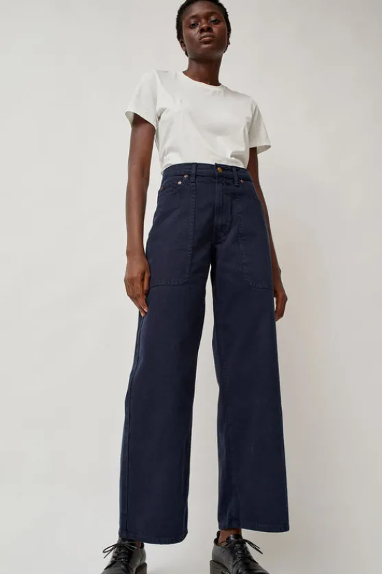 Elissa High Wide Jean in Marine Overdye^No.6 Store Outlet