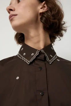 Embroidery Shirt in Chocolate^No.6 Store Best