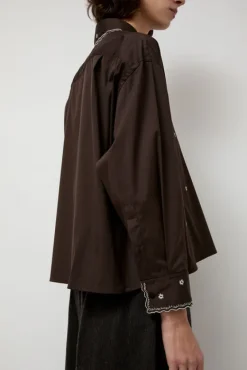 Embroidery Shirt in Chocolate^No.6 Store Best