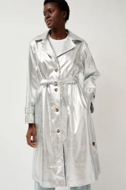 Emile Trench in Silver Faux Leather^No.6 Store Sale