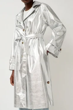 Emile Trench in Silver Faux Leather^No.6 Store Sale