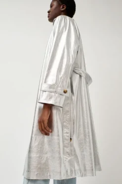 Emile Trench in Silver Faux Leather^No.6 Store Sale