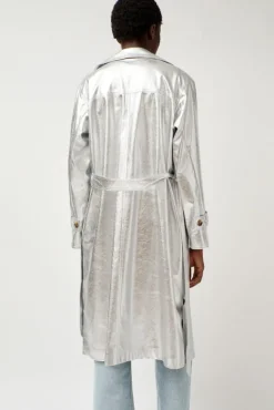 Emile Trench in Silver Faux Leather^No.6 Store Sale