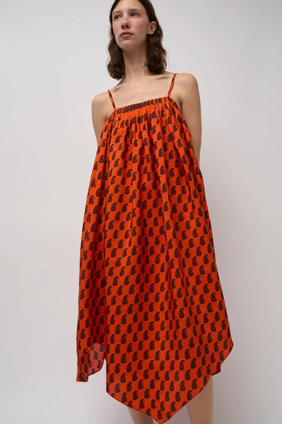 Etretat Print Handkerchief Dress in Vermillion Paisley^No.6 Store Best