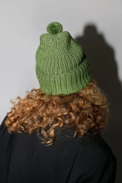 Fold Up Long Pom Pom Beanie in Grass^No.6 Store Best