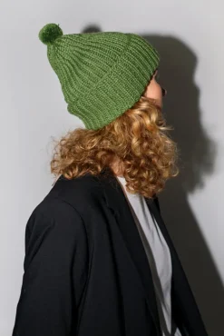 Fold Up Long Pom Pom Beanie in Grass^No.6 Store Best