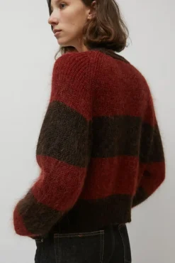 Foxtail Stripe Cardigan in Red Brown^No.6 Store Discount
