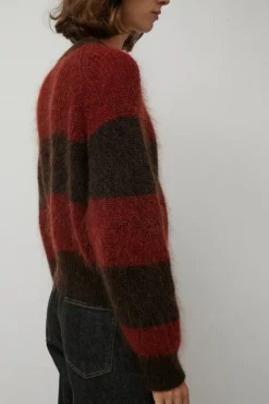 Foxtail Stripe Cardigan in Red Brown^No.6 Store Discount