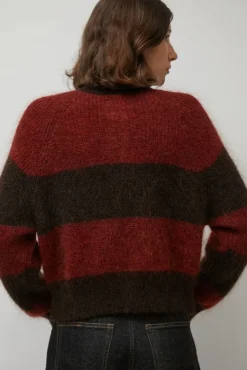 Foxtail Stripe Cardigan in Red Brown^No.6 Store Discount