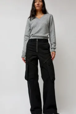 Garment-Dyed Gabardine Wide Cargo Pants in Carbon Pigment^No.6 Store Discount