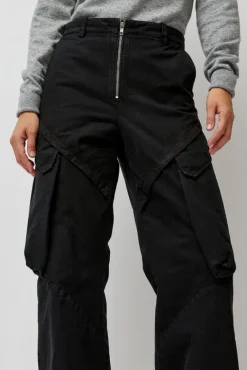 Garment-Dyed Gabardine Wide Cargo Pants in Carbon Pigment^No.6 Store Discount