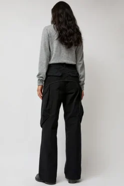 Garment-Dyed Gabardine Wide Cargo Pants in Carbon Pigment^No.6 Store Discount