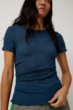 Gauze Ruched Tee in Anthracite Blue^No.6 Store Discount