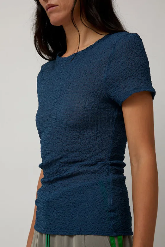 Gauze Ruched Tee in Anthracite Blue^No.6 Store Discount