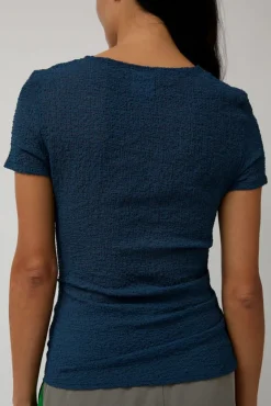 Gauze Ruched Tee in Anthracite Blue^No.6 Store Discount