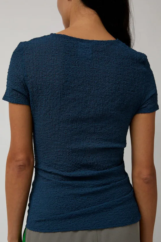Gauze Ruched Tee in Anthracite Blue^No.6 Store Discount