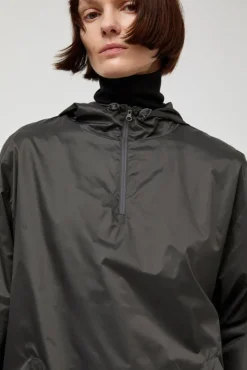 Glossy Nylon Half Zip Jumper in Charcoal^No.6 Store Best