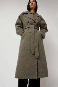 Handmade Long Wool Coat in Khaki Gray^No.6 Store Outlet
