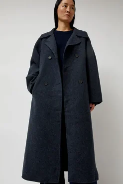 Handmade Long Wool Coat in Blue Navy^No.6 Store Clearance