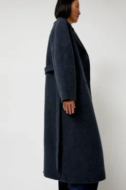 Handmade Long Wool Coat in Blue Navy^No.6 Store Clearance