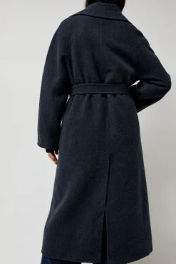Handmade Long Wool Coat in Blue Navy^No.6 Store Clearance