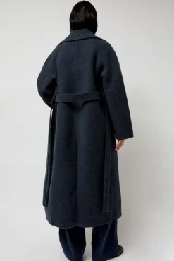 Handmade Long Wool Coat in Blue Navy^No.6 Store Clearance