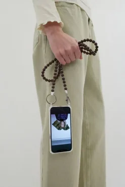 Handykette Iphone Necklace in Brown with White Thread^No.6 Store Online