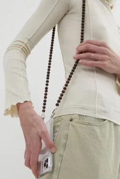 Handykette Iphone Necklace in Brown with White Thread^No.6 Store Online