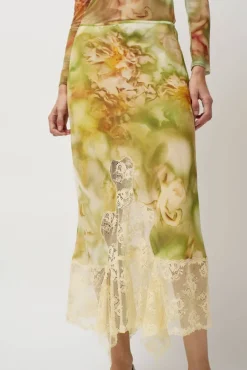 Hiss Skirt in Sage Molten Floral^No.6 Store Clearance
