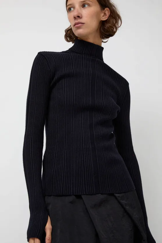 Inner Pleats Pola Knit in Navy^No.6 Store Online