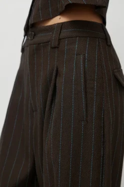 Kent Pant in Brown Stripe^No.6 Store Sale