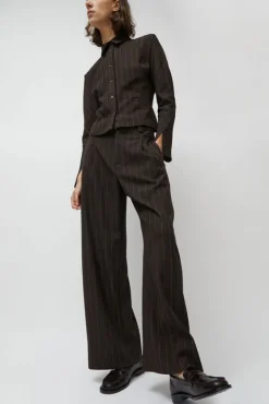 Kent Pant in Brown Stripe^No.6 Store Sale