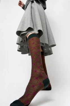 Knee High Clover Patterned Socks in Cipresso^No.6 Store Online