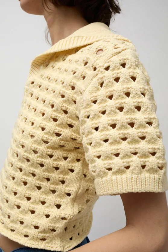 Knitted Short Sleeve Polo in Eggshell^No.6 Store Online
