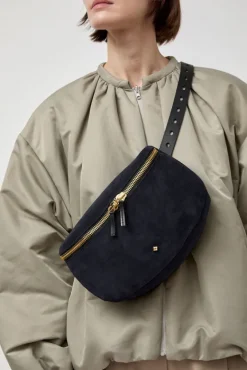 La New Grande Lili Velours Bag in Noir and Bleu Universe^No.6 Store Discount