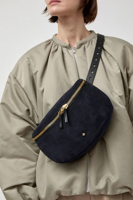 La New Grande Lili Velours Bag in Noir and Bleu Universe^No.6 Store Discount