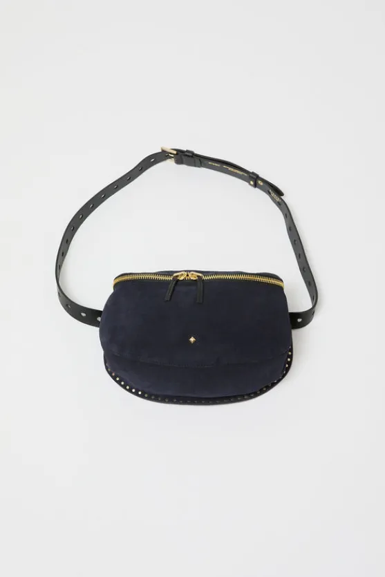 La New Grande Lili Velours Bag in Noir and Bleu Universe^No.6 Store Discount