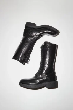 Lace Up Crepe Sole Boot in Nero^No.6 Store Sale