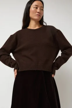 Lambswool Two Holes Solid Pullover in Brown^No.6 Store Outlet