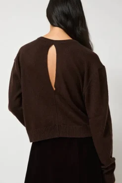 Lambswool Two Holes Solid Pullover in Brown^No.6 Store Outlet