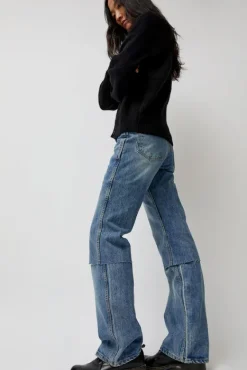 Layered Denim Jeans in Washed Blue^No.6 Store Sale