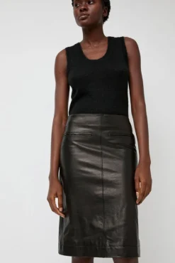 Leather Midi Skirt in Black^No.6 Store Hot