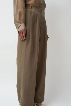 Linen Blend Wide Leg Pants in Dark Tan^No.6 Store Fashion