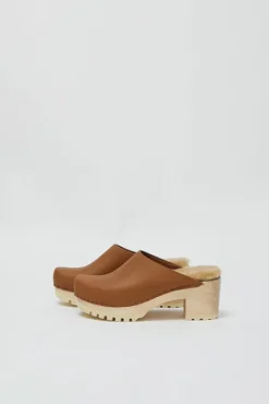 Liza Clog on Mid Tread in Palomino with Ink Aviator Shearling^No.6 Store New