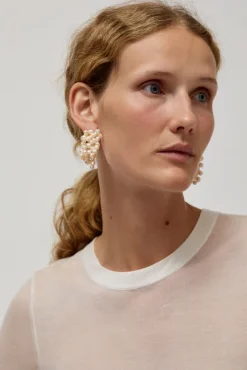 Logo Pearl Cluster Earrings in White^No.6 Store Clearance