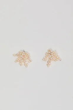 Logo Pearl Cluster Earrings in White^No.6 Store Clearance